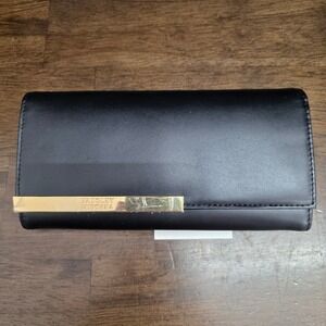 Badgley Mischka Pamella Wallet Black Gold Hardware Classic NWT